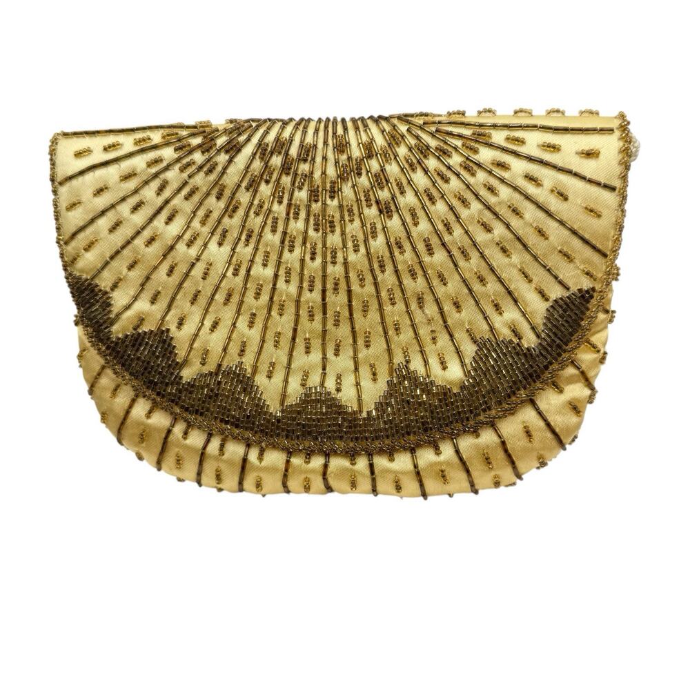 Vintage Magid Beaded Golden Clutch Purse Bag Formal Prom Night Out EUC